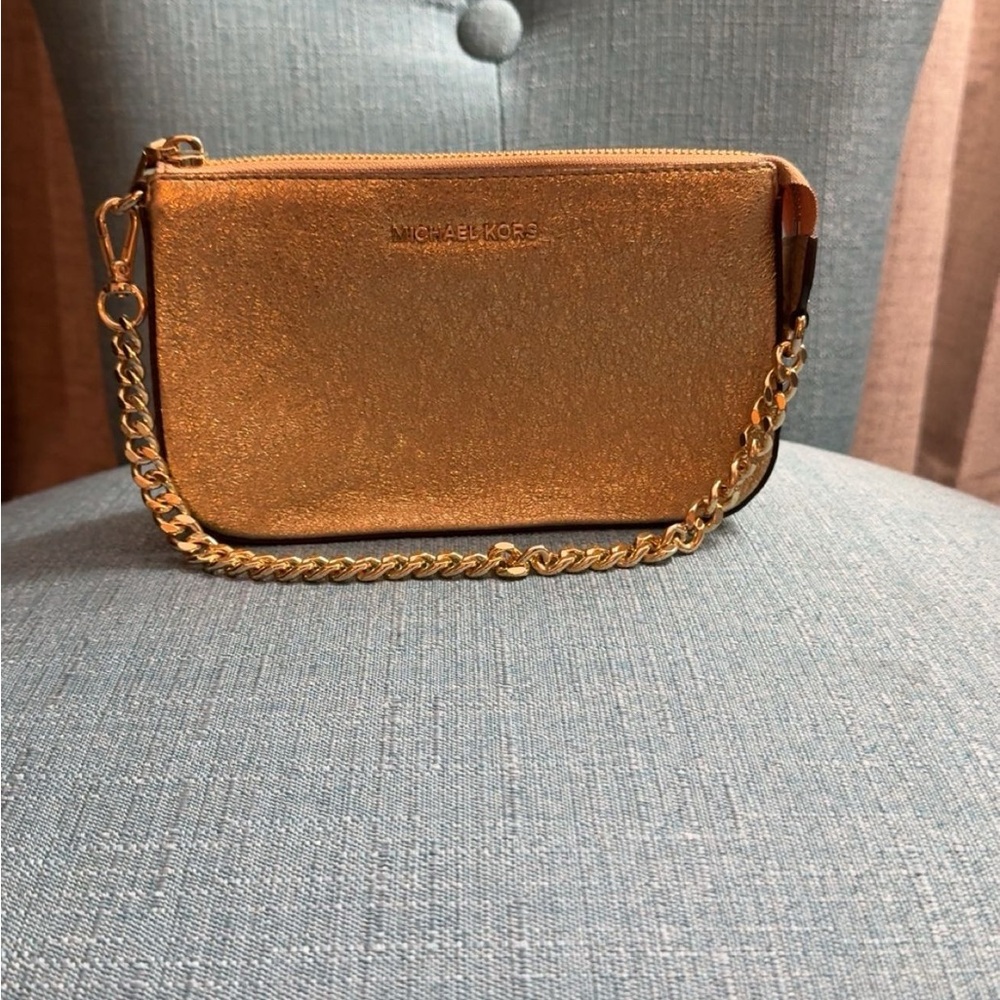 Authentic Michael Kors Shimmering Gold Clutch